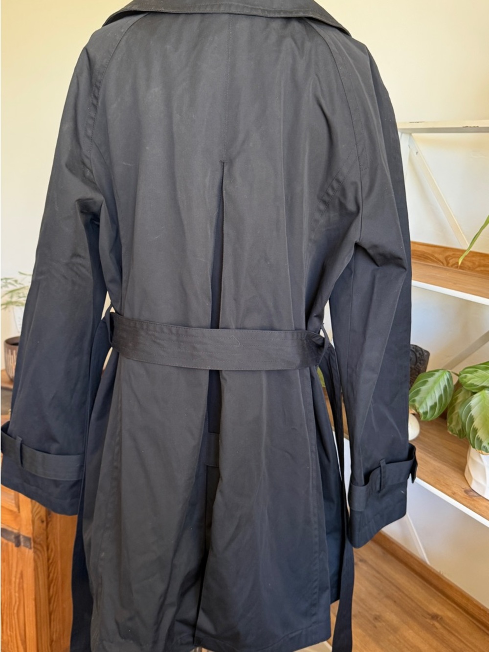 MICHAEL Michael Kors Black Double-Breasted Trench Coat Rain Coat with Belt - Picture 2 of 8